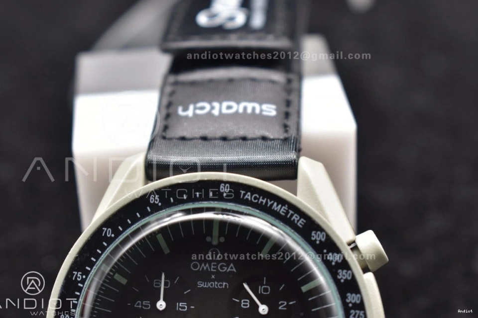 on Swatch Moon Strap Nylon Bioceramic to Mission The Quartz Omega x Moonwatch 1223